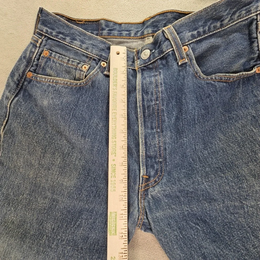 VTG Levis 501 Jeans Mens Blue Med‎ Wash Straight Altered Hem Made USA Fits 30x27